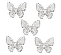 Anneome 5pcs Silver Butterfly Nail Studs Nail Art Charms DIY Manicure Accessories for Women Professional Decor Tool