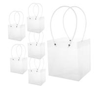 Anneome 6pcs Clear Flower Bouquet Bags with Handles Durable Flat Bottom Gift Tote for Wedding Retail and Floral Arrangements Reusable Plain Transparent Carrier Packaging