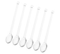 Anneome 6pcs Clear Glass Stirring Spoons with Long Handle for Coffee Tea and Cocktails Transparent Glass Teaspoons for Home Bar Party and Gathering Use