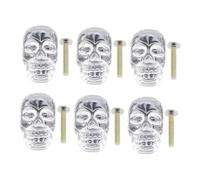 Anneome 6pcs Crystal Glass Skull Cabinet Knobs Screws, Decorative Skeleton Pull Handles for Wardrobe, Drawer, Kitchen Cupboard Furniture Hardware
