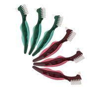 Anneome 6pcs Dual Head Denture Toothbrushes for Seniors Hard Bristle False Teeth Cleaning Brush with Nonslip Handle Portable Oral Care for Daily and Travel Use Gum Massage and Denture