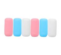 Anneome 6pcs Elastic Silicone Travel Bottle Sleeves Protective Covers for Shampoo Lotion Containers Multipurpose Stretchable Travel Accessories White Blue Pink