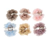 Anneome 6pcs Floral Hair Claw Clips for Women Colorful Camellia Design with Strong Grip Lightweight Decorative Barrettes for Ponytail Bun Styling Pastel Colors Set