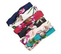 Anneome 6pcs Floral Prints Hairband for Women and Korean Style Elastic Cross Turban Headwraps Knotted Headbands for Sports Parties Facial Care and Daily Wear Mixed Random Styles