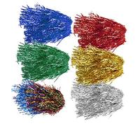 Anneome 6Pcs Foil Tinsel Party Wigs Lightweight Reusable Fake Hair for Masquerade Cosplay Holiday Costume with Shiny Vibrant Colors Red Green Blue Gold Silver