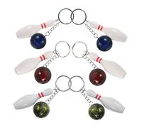 Anneome 6pcs Mini Bowling Keychains PVC Metal Sport Key Holder for Car Keys Backpacks Party Decorations Souvenirs in Red Green Blue for Victory and Sports Fans