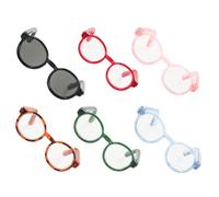 Anneome 6pcs Miniature Doll Eyeglasses Set, Plastic Tiny Sunglasses for Doll Dress, Multi-color (leopard, Pink, Blue, Red, Green, Black) Craft Accessories for Collectors and Display
