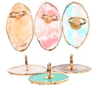 Anneome 6Pcs Resin Nail Art Ring Palettes with Agate Edge for Mixing Nail Polish Colors Smooth Safe Surface DIY Manicure Tools for Blending Art Pigments at Home and Salon