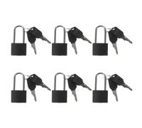 Anneome 6pcs Small Keyed Padlocks with Keys for Locker, Bag, and Luggage Security - Mini Padlock Set Suitable for Storage Boxes and Suitcases, Black Long