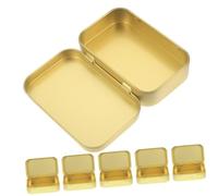 Anneome 6pcs Small Tin Boxes with Lid Lightweight Hinged Rectangle Metal Storage Containers for Candy Snacks Jewelry and Small Items Gold Finish