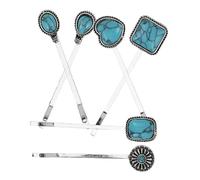 Anneome 6pcs Turquoise Hair Accessories Retro Flower Hair Clips for Women Stylish Heart Floral Design for Any Occasion Enhance Your Personal Style