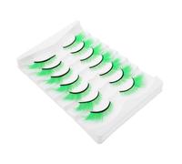Anneome 7 Pairs Green Faux Eyelashes for St Patrick Day Extra Long Costume Lashes Reusable and Comfortable for Halloween Parties and Festivals
