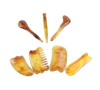 Anneome 7pcs Gua Sha Scraping Massage Tool for Face Body Transparent Boards with Smooth Polished Surface Anti-Wrinkle Muscle Relief Includes Triangle Fish-Shaped Pointed Scrapers for