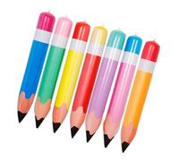 Anneome 7pcs Inflatable Jumbo Pencil Decorations PVC Back to School Party Favors Giant Pencil Props for Birthday Celebrations Easy to Inflate Hang Designs Yellow Pink Orange Blue Purple