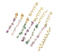 Anneome 80pcs Natural Stone Braid Hair Rings with Metal Hair Jewelry for Braids and Dreadlocks Hairfriendly Accessories for Women Parties Festivals and Everyday Styling
