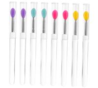 Anneome 8pcs Silicone Lip Brush with Lids for Makeup Use Portable Soft Silicone Applicators for Lipstick Lip Gloss Eyeshadow and Liquid Cosmetics Comfortable Touch Dustproof Design