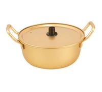 Anneome Aluminum Stock Pot with Lid Double Handle Korean Ramen Noodle Pot for Camping Outdoor Cooking for Kitchen Heat Efficient