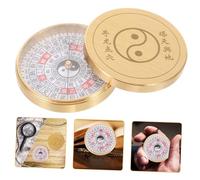 Anneome Ancient Copper Compass Portable Round Traditional Chinese Luopan with Cover Diameter for Outdoor Adventures Camping Hiking and Daily Use