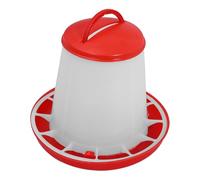 Anneome Automatic Hanging Chicken Feeder Thickened Red White Poultry Feeder Container with Spill-resistant Trough for Chickens Chicks Quail Efficient Continuous Feeding