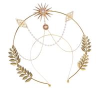 Anneome Baroque Festival Crown Headpiece for Women Lightweight Metal Hairband Party Headdress with Leaf and Star Design for Costume and Photo Props