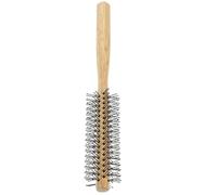 Anneome Blow Drying Comb Small Round Wooden Roller Hair Brush for Women Nylon Bristles for Easy Styling Compact Design for Home Use for Curly Hair and Volume