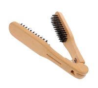 Anneome Boar Bristle Wooden Hair Straightening Comb Manual Static Hair Straighter for Smoothing and Detangling Durable Khaki