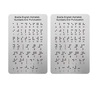 Anneome Braille Alphabet Boards 2Pcs Portable with Raised Dots Letters Numbers Punctuation for Blind Learning Braille Practice at Home and School