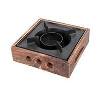Anneome Cast Iron Alcohol Stove with Wooden Base Japanese Hot Pot Stove Lightweight Compact for Barbecue and Tea Hotpot Cooking