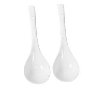 Anneome Ceramic Soup Serving Spoons Large Porcelain Kitchen Gadgets White Extra-Large 2pcs Set for Home Dining