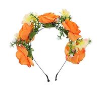 Anneome Cloth Flower Hair Hoop Orange Floral Headdress Lightweight Christmas Party Hair Accessory for Women Elegant Festival Decor