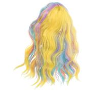 Anneome Colorful Wave Shoulder Wigs for Women Synthetic Cosplay Party Hairpiece with Vibrant Rainbow Colors Comfortable and Realistic Fake Hair for Halloween Stage Performance