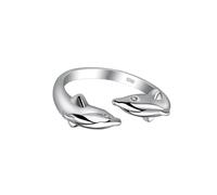 Anneome Creative Silver Dolphin Ring for Women, Stylish Opening Finger Ring Made of Copper, for Daily Life and Scenes that Need to Heighten the Atmosphere, Exquisite Dolphin Jewellery