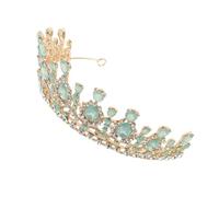Anneome Crystal Wedding Crown with Green Rhinestones and Organic Motifs Elegant Bride Tiara for Weddings Birthdays and Themed Photoshoots Versatile Bridal Hair Accessory for Women