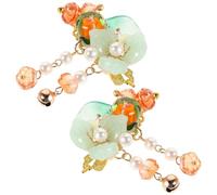 Anneome Cute Orange Fruit Hair Clips for Women Lightweight Autumn Pumpkin Persimmon Barrettes Set Floral Headdress Pins for Thanksgiving and Traditional Hanfu Style