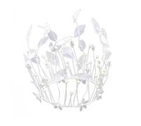 Anneome Delicate Crown Cake Topper, White Bead Headdress for Cake and Cupcake, Party Decorations, Non-edible Dessert Adornment for Birthday Events