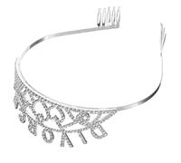 Anneome Delicate Crown for Women Party Adjustable Silver Headband Made of Zinc Alloy with Crystal Rhinestones - Unique Hairpiece for Costume and Celebrations