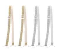 Anneome Detachable Gold Sequin Bra Straps Replacement Elastic Bra Shoulder Straps for Women with Adjustable Length Suitable for Summer Vest Halterneck Tube Dresses 2 Pairs