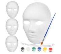 Anneome DIY Lightweight Pulp Paper Masks with Full Face Blank Masks Paint Colors and Brushes Easy Hand Painted Craft for Creative Holiday Parties Cosplay and Artistic Expression