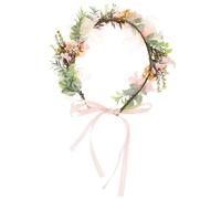 Anneome Dog Flower Collar Wedding Floral Crown Fabric Adjustable Ribbon | Artificial Flowers and Leaves, Lightweight and Portable, for Dogs and Cats at Festivals and Parties