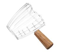 Anneome Espresso Shot Glass with Wood Handle Mini Measuring Cup Pitcher for Coffee Italian Style Transparent Glass with Ergonomic Wooden Grip for Home and Entertaining