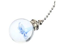 Anneome European Style Ceiling Fan Light Chain Pull Cord, Silver Blue Floral Beaded Pendant for Home Decor, Unique Hanging Lamp Ornament for Ceiling Fan Accessories