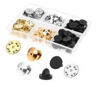 Anneome Flat Round Pin Keepers 84Pcs Metal Pin Holder Replacement Locking Clasp for Brooches Suitable for Tie Tack and Badge Crafting