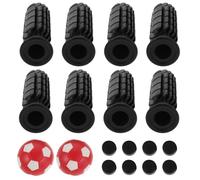 Anneome Foosball Table Grip Part with Tooth-shaped Handles and Mini Soccer Balls Non-slip Replacement Accessories for Precise Control and Smooth Play Black Rod Grips Caps Red White Balls