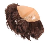 Anneome Funny Monk Cosplay Wig with Bald Cap and Glasses for Adults Realistic Bald Head Prop for Halloween Party Carnival Accessories