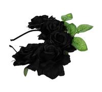 Anneome Halloween Flower Crown Black Rose Headdress Comfortable Wreath Hair Accessory for Women Cosplay Party and Special Occasions