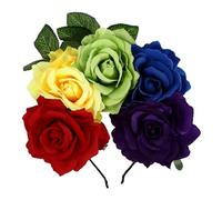 Anneome Halloween Rose Headband Floral Headdress Hair Accessory for Women Colorful Artificial Flower Crown Wreath for Party Cosplay Costume and Festive Halloween Decor