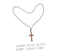 Anneome Handcrafted Wooden Cross Necklace for Men and Women Artisan Car Mirror Pendant Charm Religious Symbol of Faith and Protection Rearview Mirror Ornament