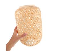 Anneome Handmade Bamboo Woven Lamp Shade Rustic Lantern Light Cover for Farmhouse Kitchen Bedroom Vintage Style Soft Light Diffuser with Traditional Craftsmanship