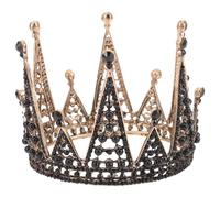 Anneome Handmade Gothic Black Rhinestone Crown Tiara, Alloy Material Delicate Spiked Design, Holds Hair Tightly, for Party or Formal Dress Accessories