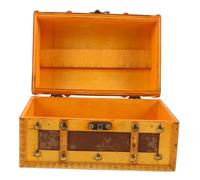 Anneome Handmade Retro Jewelry Box Small Wooden Treasure Chest with PU Leather Cover Vintage Chinese Style Antique Finish Portable Jewelry Storage Organizer for Women